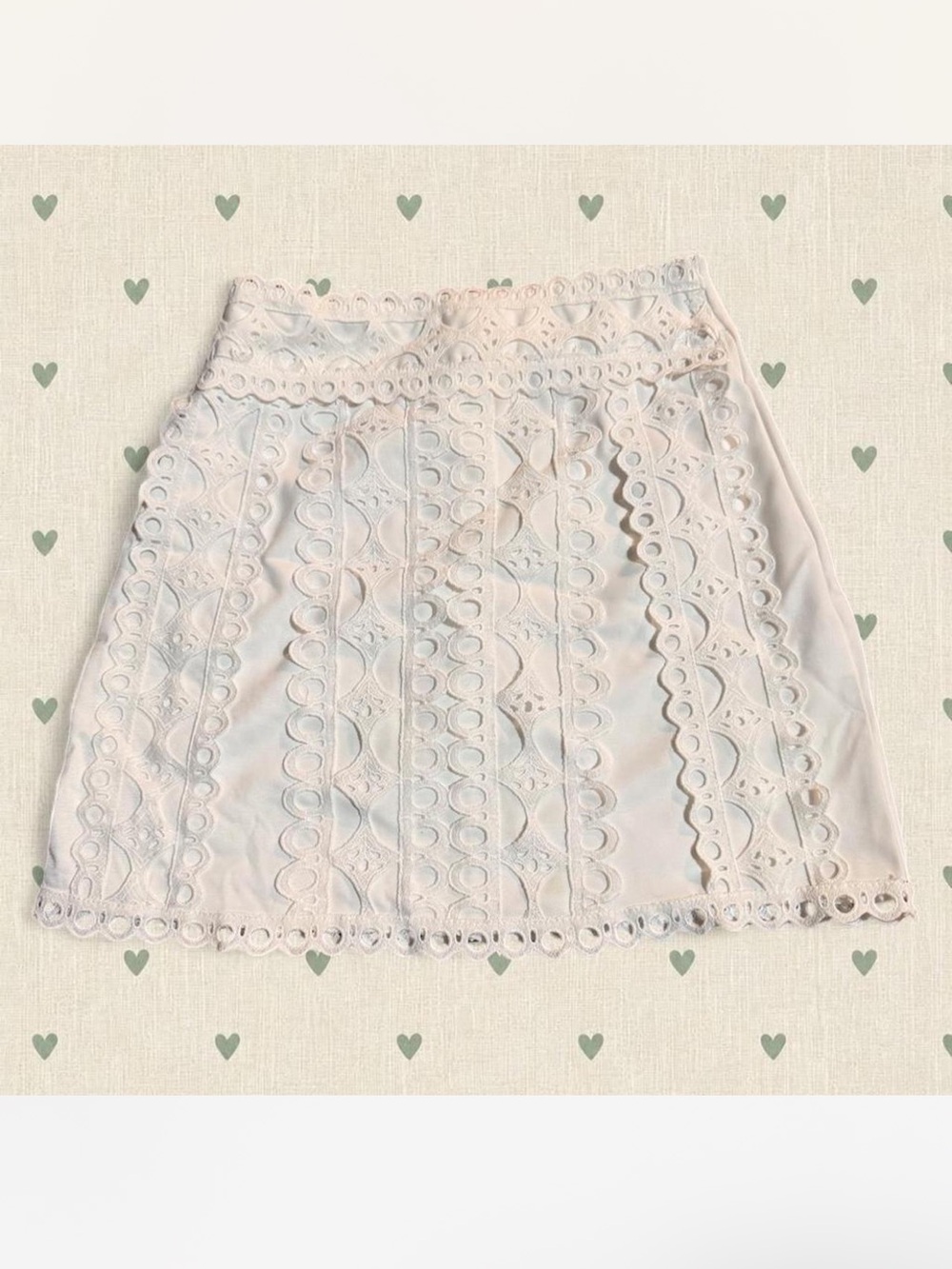 SHEIN Light Pink Eyelet Lace A-Line Mini Skirt